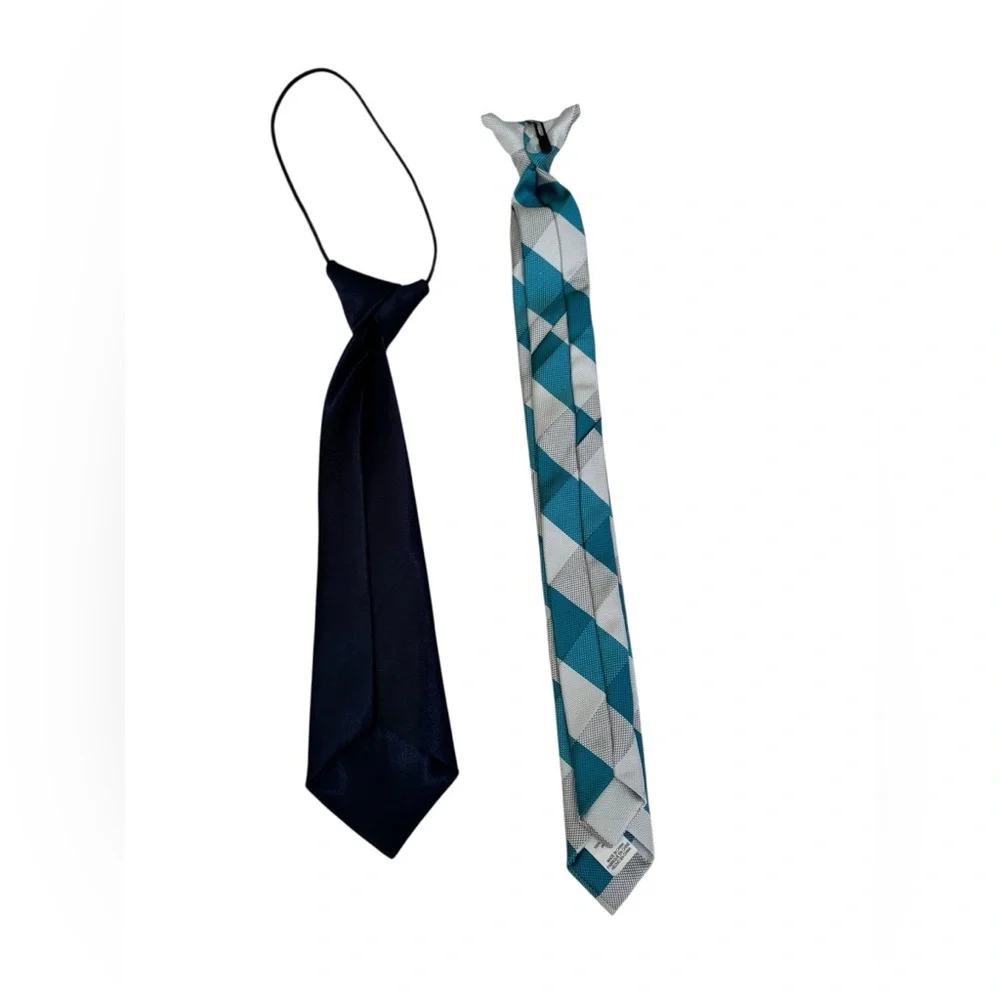 Kids' Navy and Blue Plaid Ties Set -